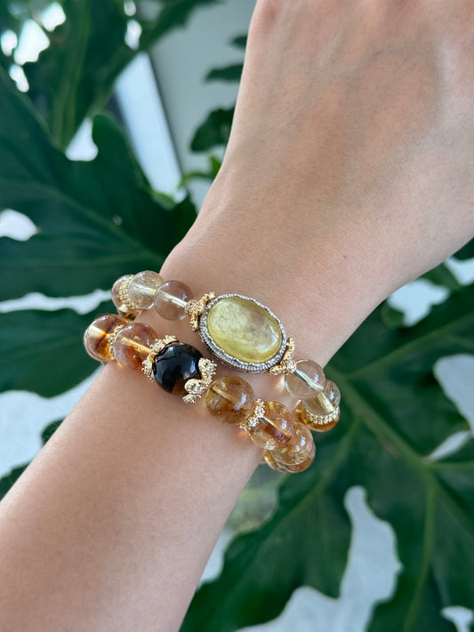 ABUNDANCE CO CREATORS - Golden Rutilated Quartz Bracelets (Come in Pairs)